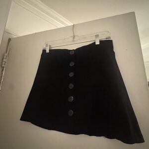 Zara Black suede Button-Front Mini Skirt